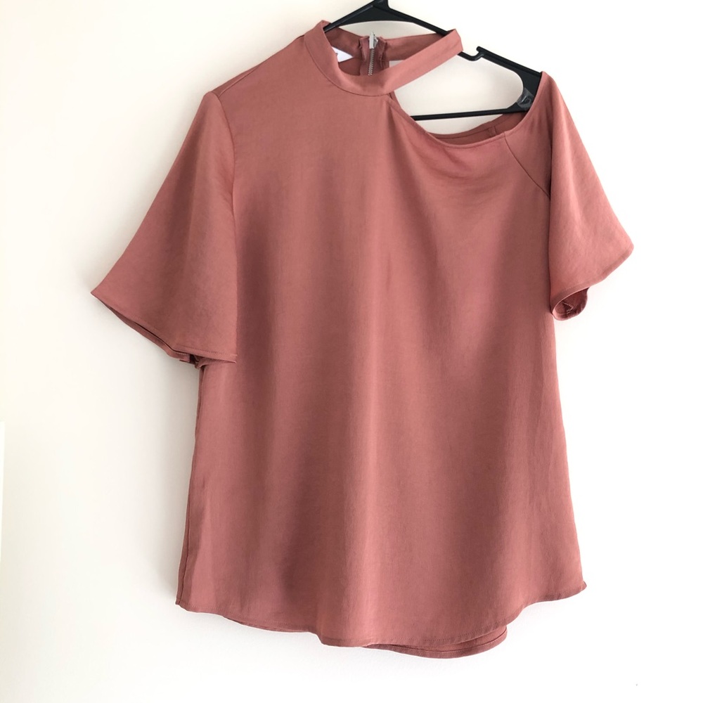 Express Pink Choker Open Shoulder Going Out Top